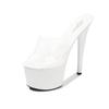 Super High Heels 17CM Thin Heel Waterproof Platform Sandals Women's Transparent Crystal Shoes Wedding Shoes LFD