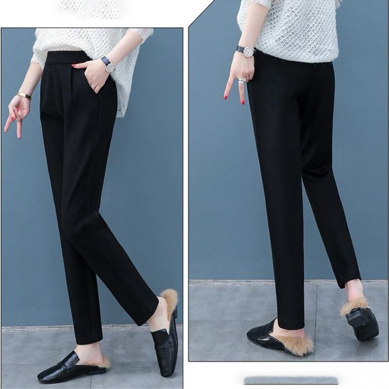 Woolen Pants Women's Harem Pencil Pants Autumn Winter High Waist Elastic Korean Style Lady Suit Pants Trousers