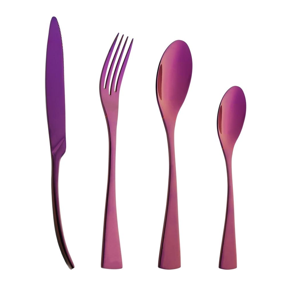 Фиолетовый столовая посуда из нержавеющей стали 304, зеркало, роскошные столовые приборы, нож, вилка, ложка, посуда, западная еда, ресторан, можно мыть в посудомоечной машине