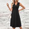 Женское модное повседневное платье без рукавов с V-образным вырезом
