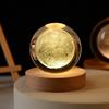 3D Crystal Ball Light Solar System Planet Pattern Crystal Ball Round Wooden Base Night Light for Kids Bedroom Table Desk Decor
