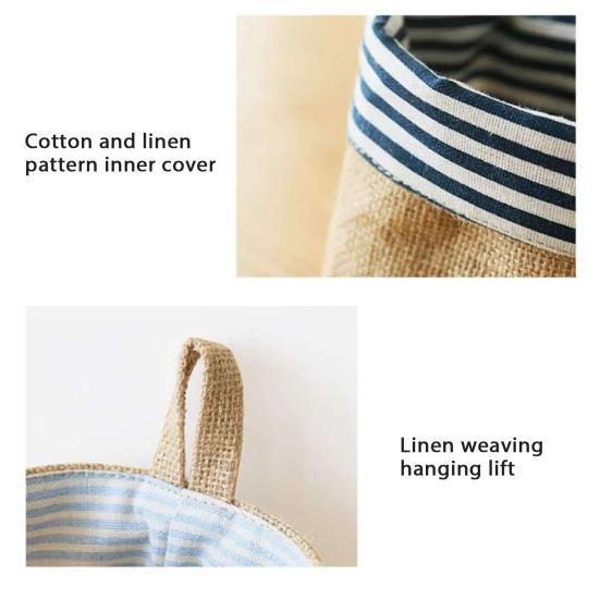 Хлопково-льняной подвесной органайзер для хранения, настенная корзина для хранения, маленькая складная сумка для хранения с ручкой для ключей, игрушек, косметики
