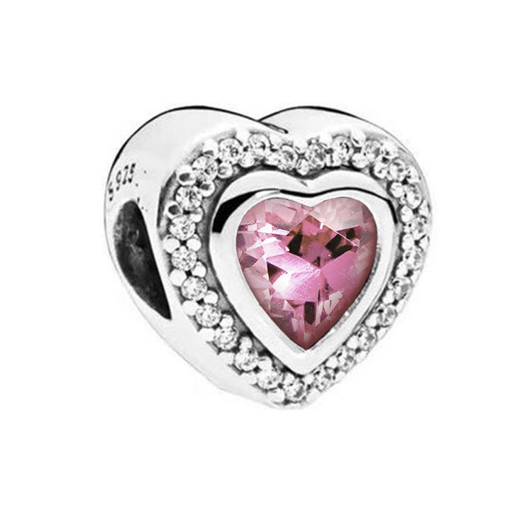 925 Silver Pink Series Cake Wings Flower Heart Pig House Donut Charm Bead Fit Bracelet DIY For Woman Girl Jewelry
