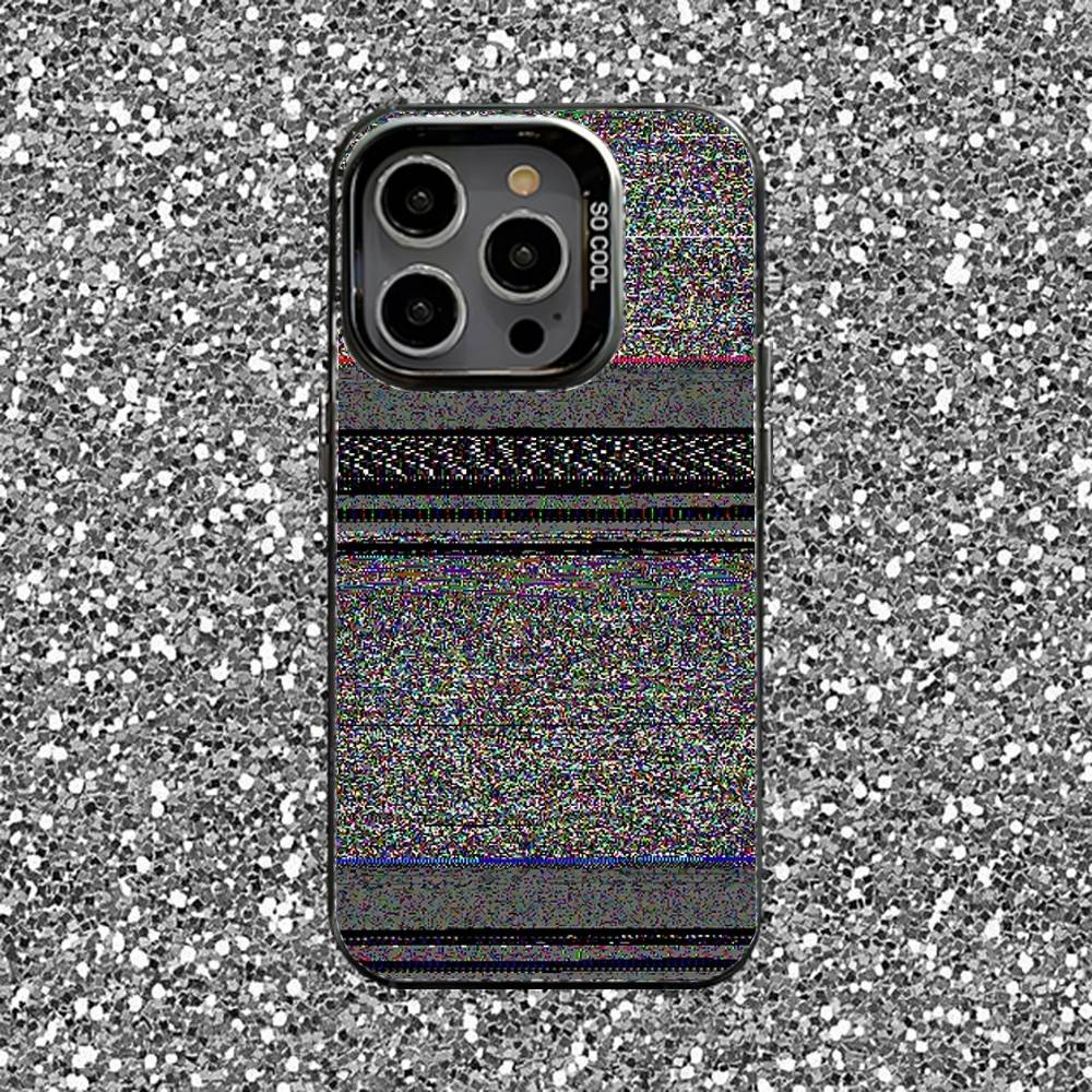 No Signal TV Phone Case For iPhone 16,15,14,13,12,11,Pro,XS,Max,Plus,Mini,SE Black Candy Matte Shockproof Cover