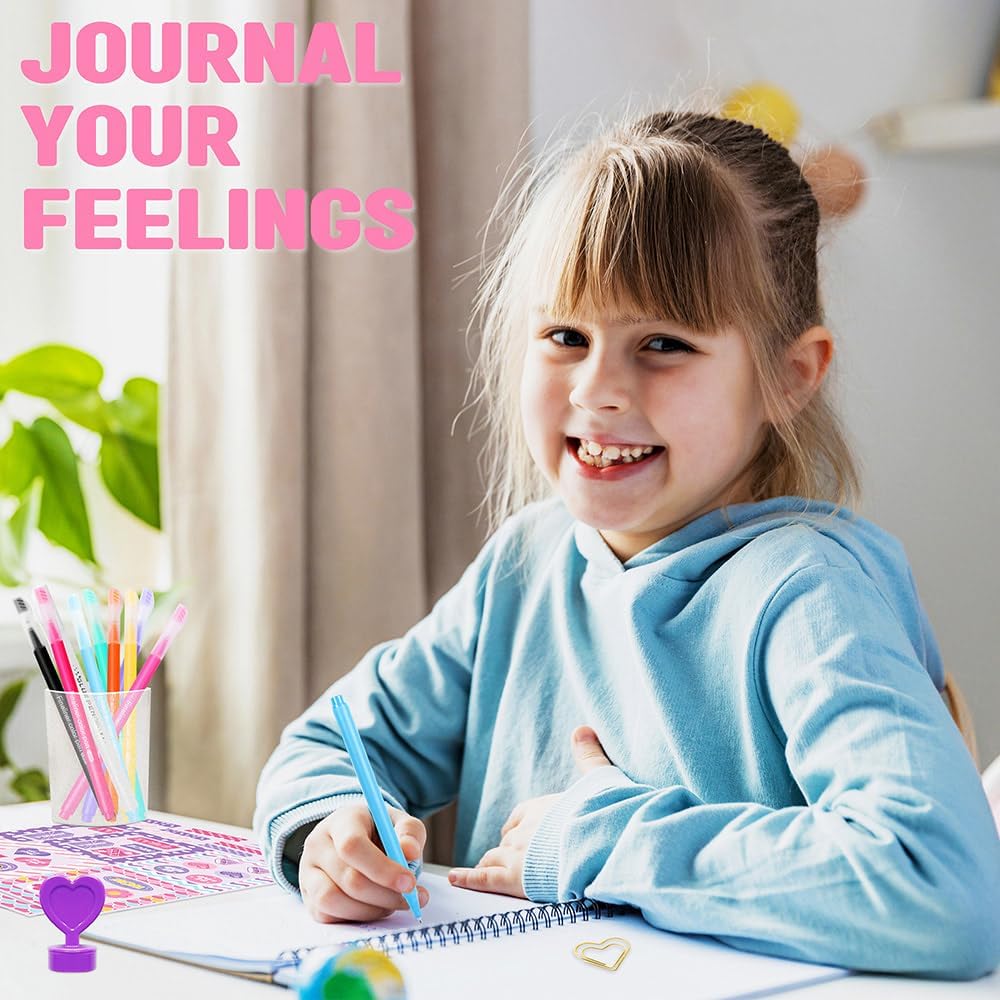 Journal Kit for Girls-Stocking Stuffers, Scrapbook Supplies Stationery Set, Art Crafts Kit-Ideal Gifts for 8-14 Year Old Girl