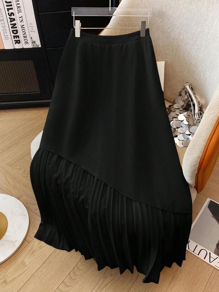 Женская асимметричная плиссированная вязаная юбка большого размера