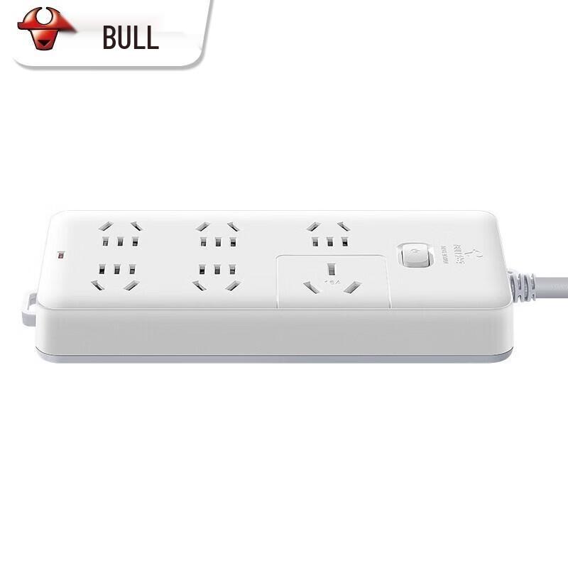 BULL GN-B15D 6-Outlet Power Strip with Master Switch, 3-Meter Cord CN plug (adapter included)