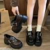 Muffin Platform Small Leather Shoes Women's 2025 Autumn New Retro British Style Versatile Height Increase with Skirt Loafer Single Shoes