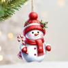Snowman Christmas Tree Ornament Acrylic Cartoon Snowman Hanging Ornament for Car Rearview Mirror Window Christmas Tree Party Decor