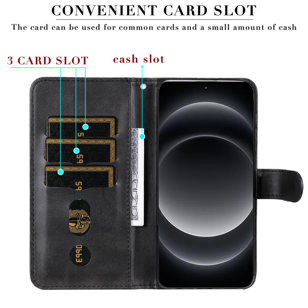 Чехол для Xiaomi 14 Ultra с текстурой теленка, кошелек на молнии, защитный чехол для телефона из искусственной кожи