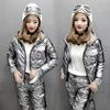 Зимние Теплые Водонепроницаемые Комплекты из Двух Предметов Женские Утепленные Пуховики с Капюшоном Пальто Костюмы Спортивные Штаны Наряды