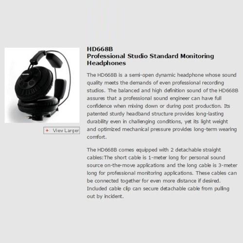 Superlux Semi-Open Professional Monitor Headphones HD668B