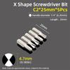 X Shape Screwdriver Bits C1 C2 C3 Special Head Screw Driver Bit 1/4” Hex Shank 25mm Repair Electric Drill Hand Tools Accessories
