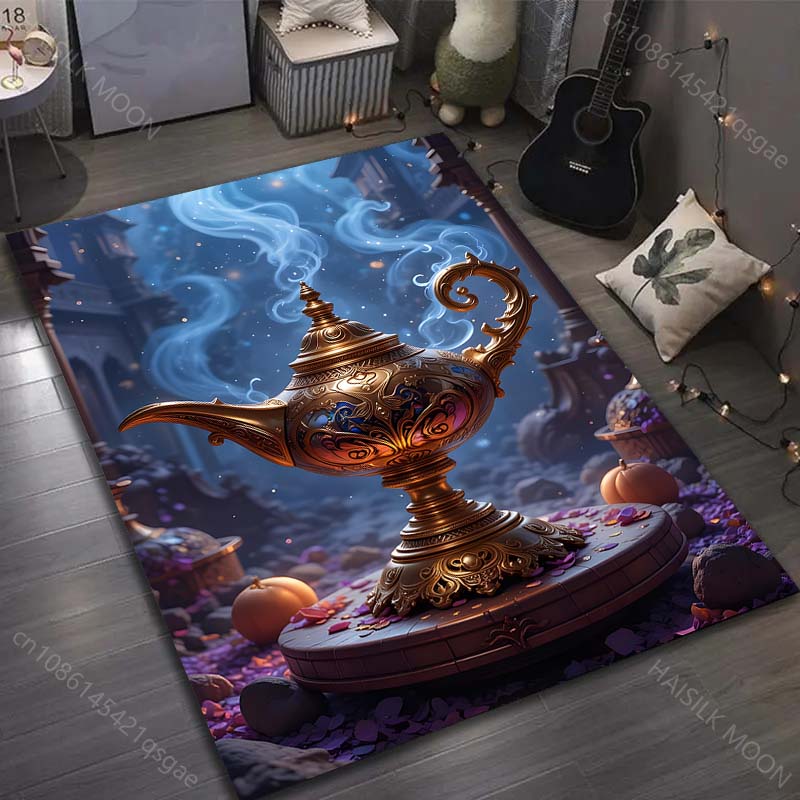 1PC Fairy tale wishing lamp Painting Carpet for Living Room Bedroom Sofa Doormat Decor Sofa Table Area Rug Non-slip Floor Mat