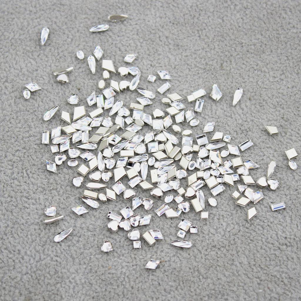 Super Flash K9 White Crystal Flat Bottom Inverted Edge Nail Art Diamond Prism 1:1 Imitation Huazi Inverted Edge Does Not Fall Off The Bottom Nail Art