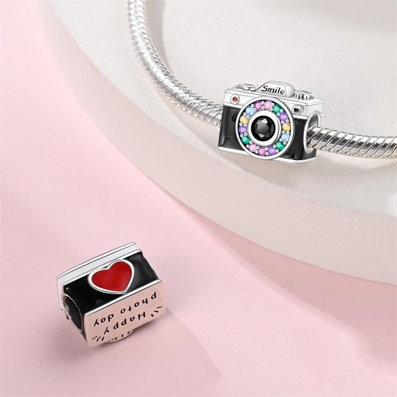 Серебряная сумка 925 пробы, камера, туфли, подходит для браслетов, женская мода, подарки для изготовления украшений своими руками