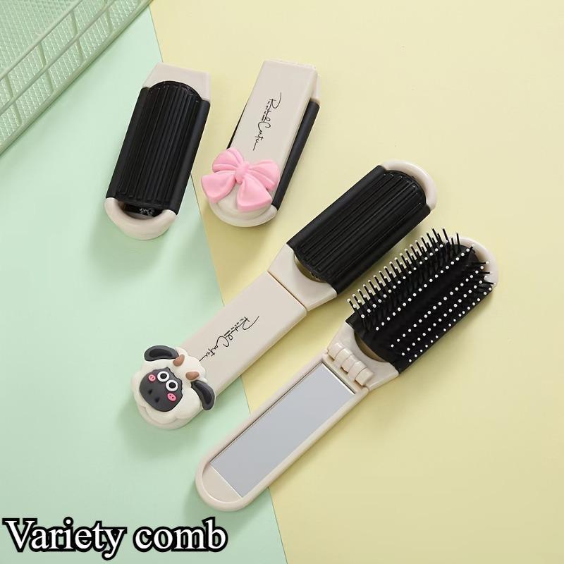 Small Comb Milky White Lamb Portable Mini Folding Airbag Comb for Women's Bangs Special Fold Stacked Mirrors
