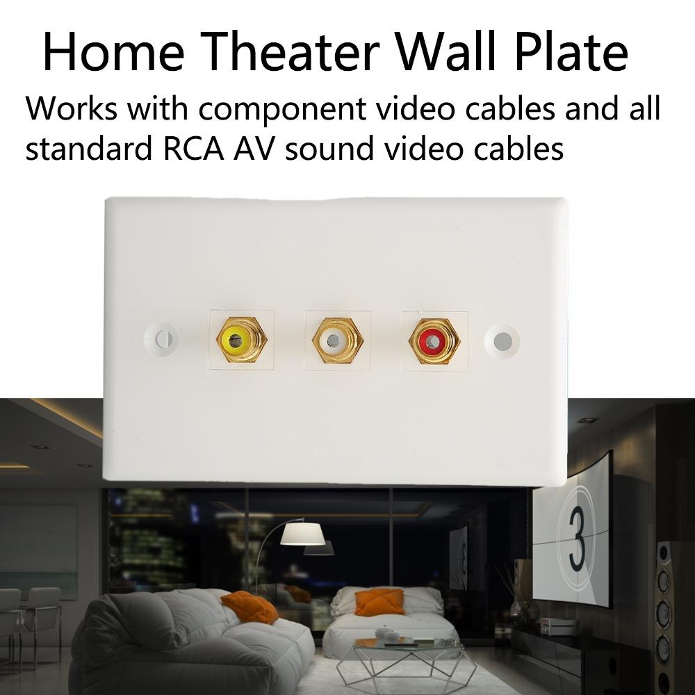 Multipurpose 3RCA Wall Plate 1080P 3RCA AV Media Wall Outlet Plates Subwoofer Audio Port