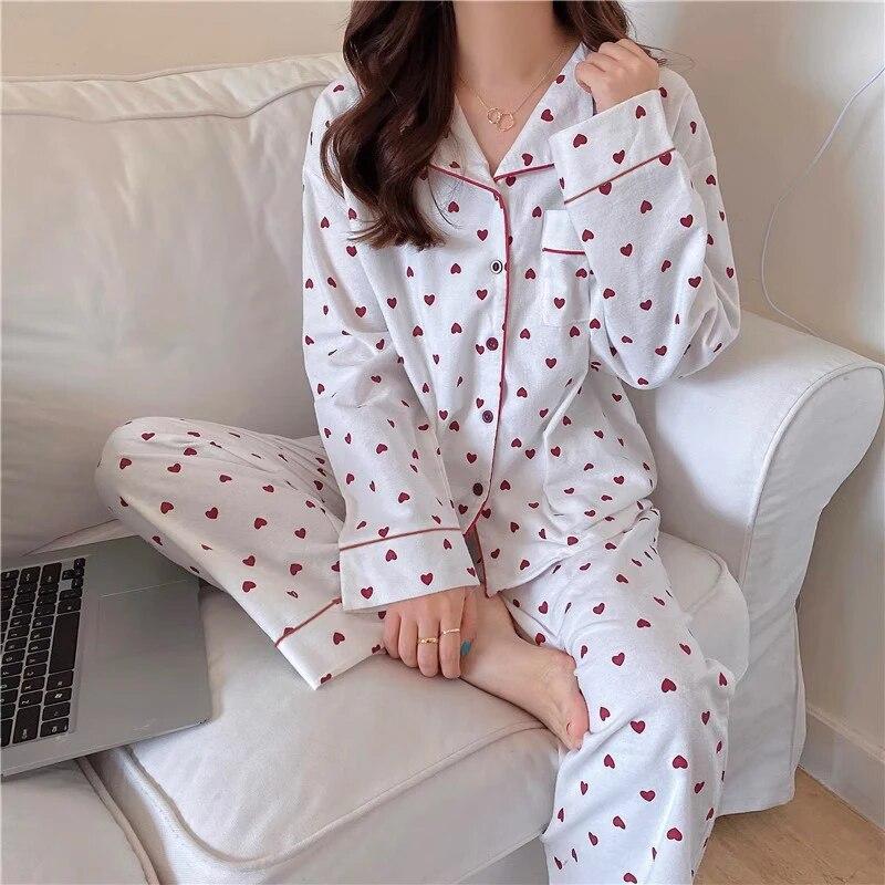 Korean Style Spring Autumn Rest Pajamas for Women Fashion Long Sleeve Pants High Grade Elegant Comfortable Lapel Loungewear