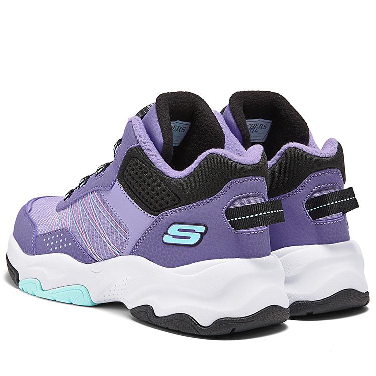 Skechers Детские удобные универсальные нескользящие прочные теплые высокие ботинки Детские ботинки Фиолетовый Черный 303499L-PRBK