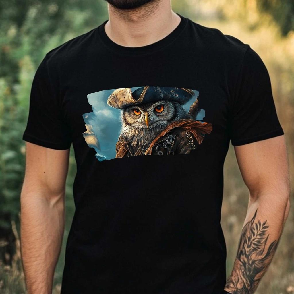 Футболка мужская Пиратская сова Хлопок Размеры от XS до 5XL