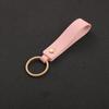 Blank PU Leather Keychain - Simple Car Key Holder for Men Women with Metal Ring Business Wedding Party Gift Pink