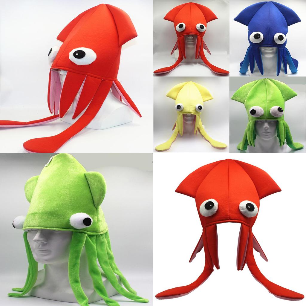 Шапка Кальмара из Бархата Jiaqi Настраиваемый Смешной Реквизит для Вечеринок для Выступлений и Косплея