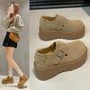 Весенние и осенние туфли-бублики с толстой подошвой в стиле ретро с большой головой, уродливые, милые, повседневные, женские, из матовой кожи, ленивые, модные, женские, летние, дышащие туфли