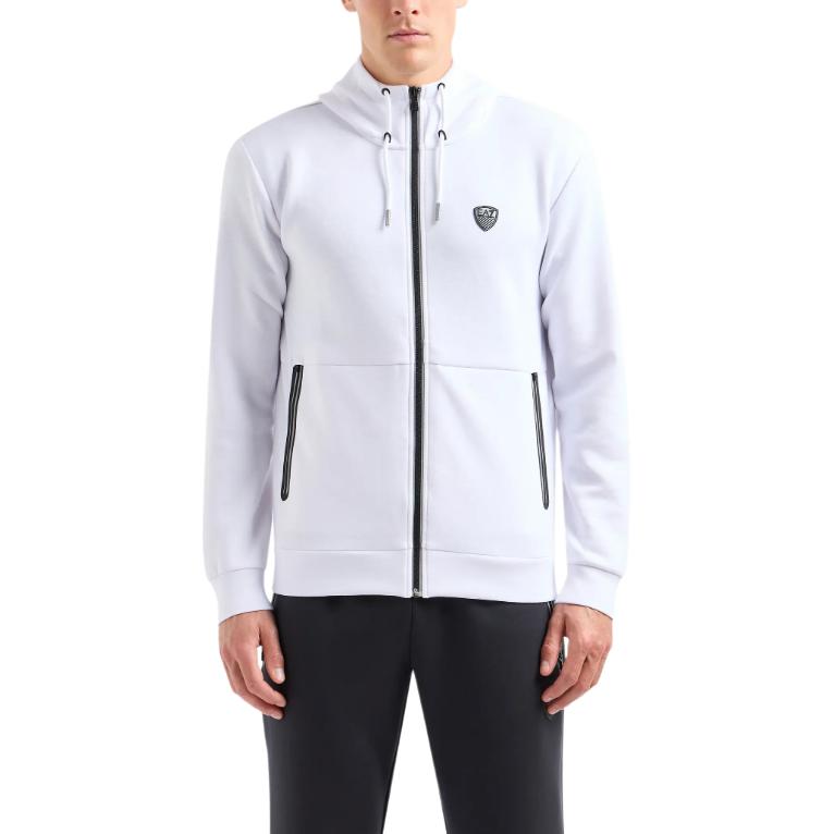 EMPORIO ARMANI Logo Patch Zip-Up Hoodie 8NPM20-PJ4EZ-1100