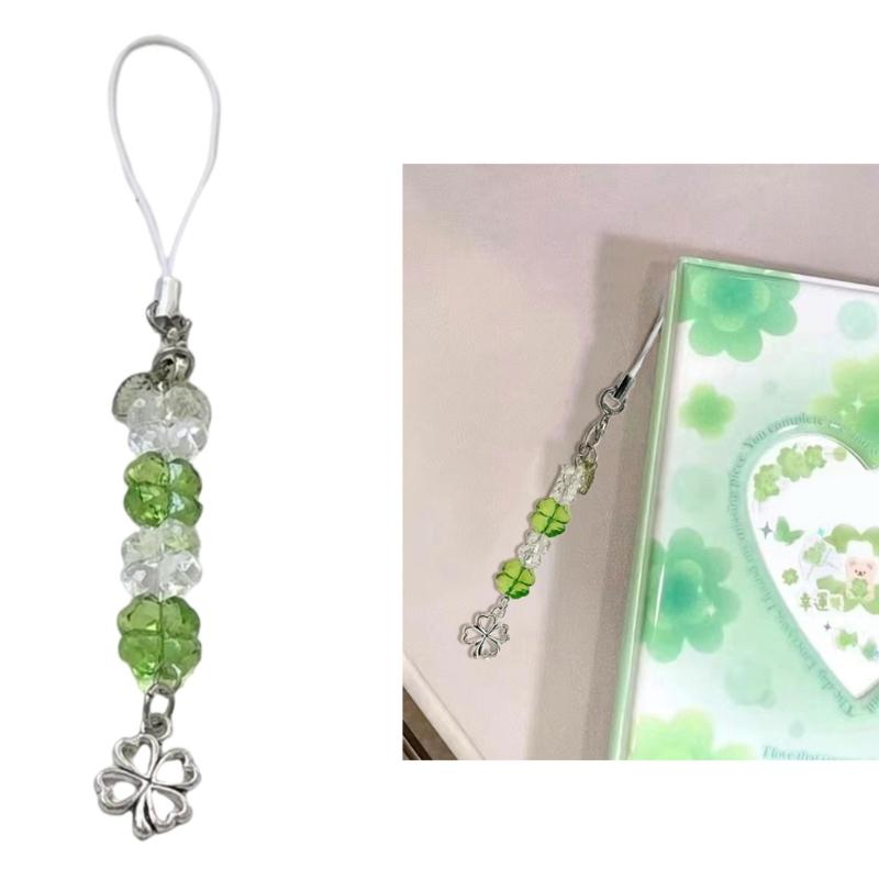 Изготовленный вручную бисерный брелок для телефона с четырьмя клеверами, модный брелок для ключей, подвесной аксессуар для удачи и счастья