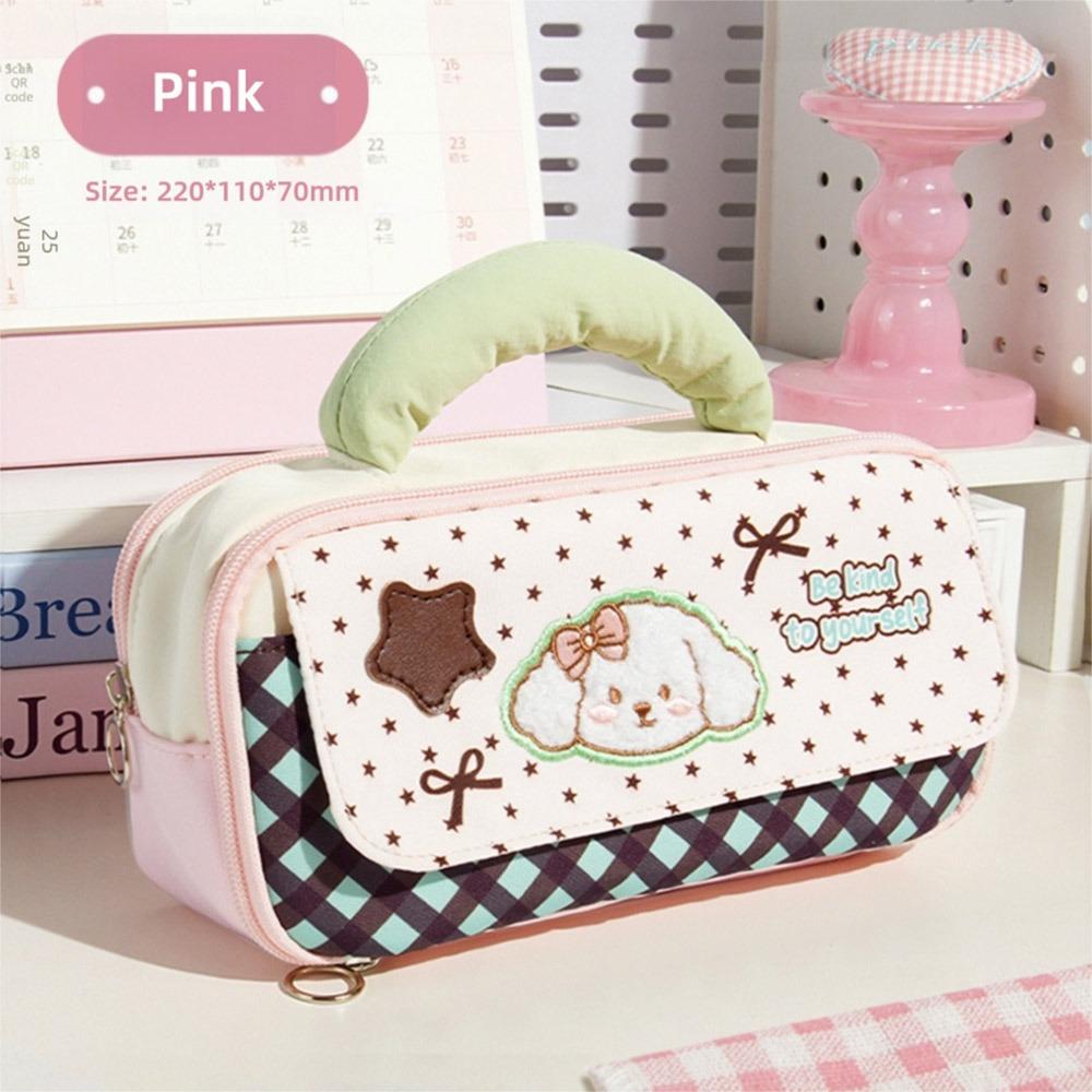 Large Capacity Pencil Case Handheld Design Storage Bag Stationery Pouch School Use