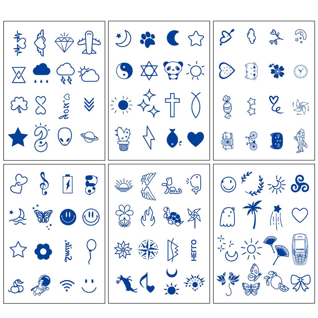 6pcs Lasts To 15 Days Tattoo Sticker Body Art Magic Fake Tattoo Simple Love Butterfly English Letter Waterproof Long Lasting Temporary Finger Tatoo