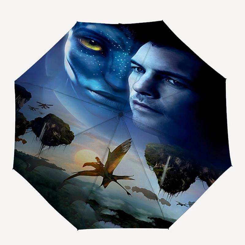 Avatar Inspired Automatic Opening/Closing Umbrella with Portable Tri Fold Design and 8 Bone Iron Frame Perfect for Fans,Travelers,Daily