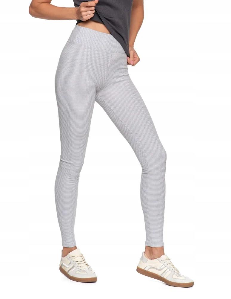 Women's High Waist Ribbed Leggings Fashionable Sporty MORAJ S/M GREY