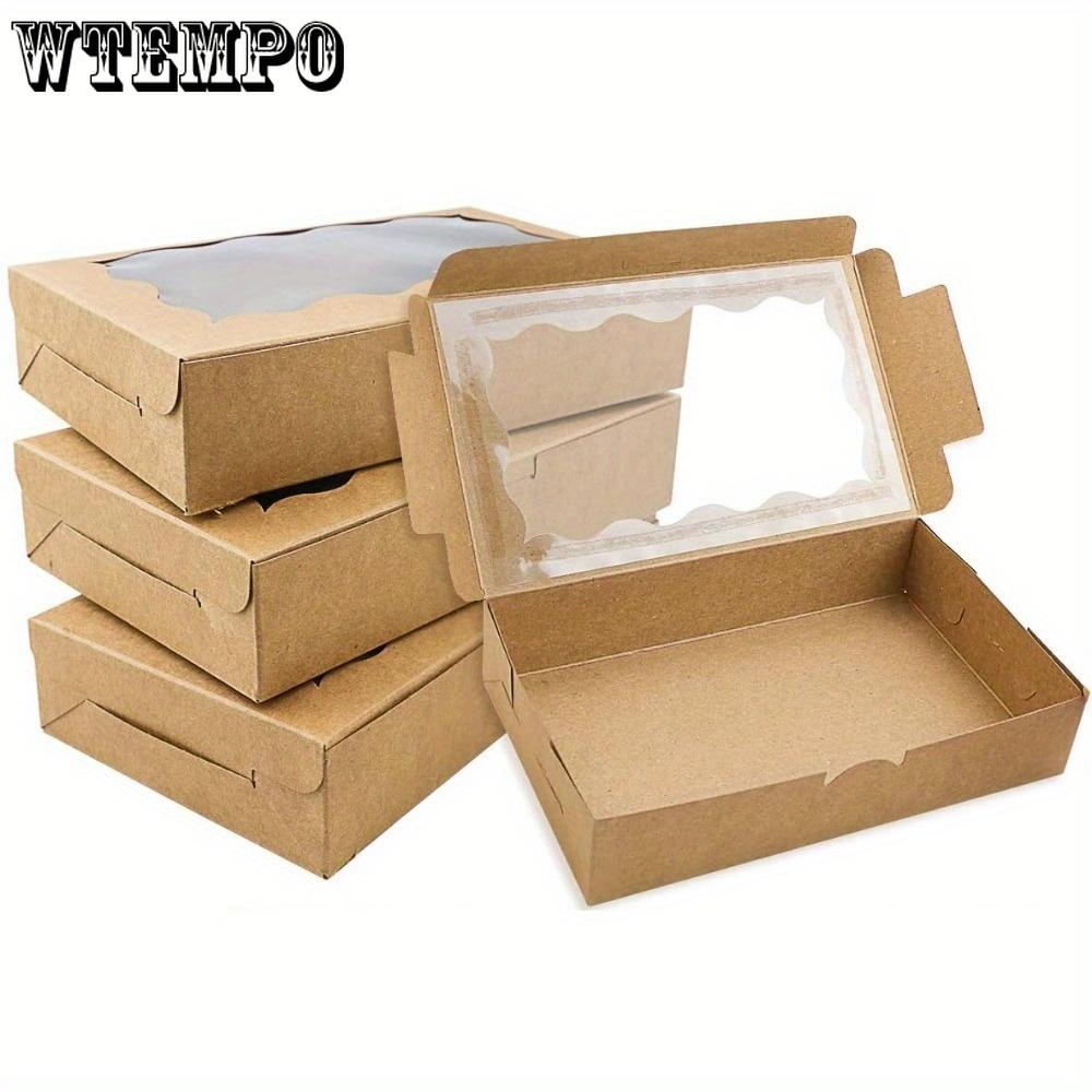 20pcs Gift Box Wirh Clear Window Treat Boxes Cookie Box Kraft Paper Gift Box Container for Dessert Pastry Candy Packaging Wedding Party Birthday