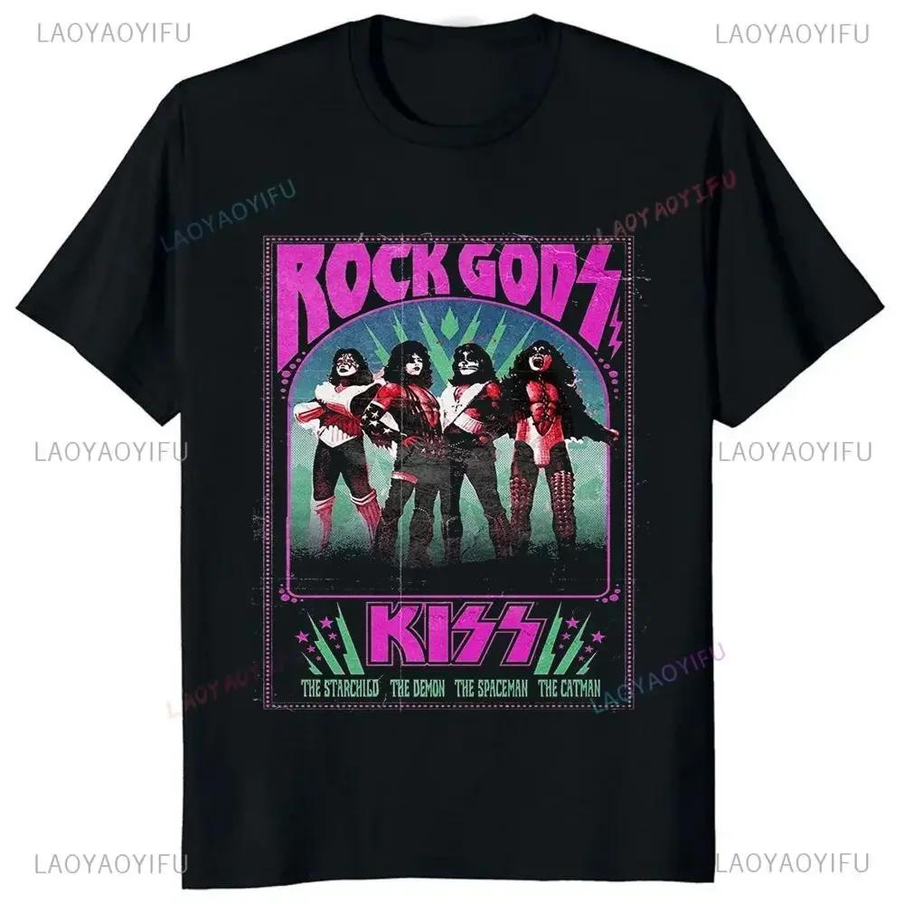 Kiss Band Men and Women Fashion Music Rock Top Harajuku Short Sleeve Universal Pattern Big T-shirt