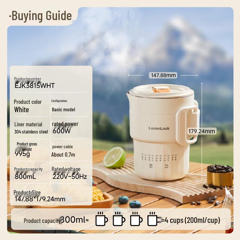 LocknLock Portable Electric Kettle CN plug (adapter included)