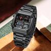 LIGE FashionElectronic Dual Display Men's Watches Business Square Stainless Casual Sport Man Watch Waterproof Alarm Wristwatches