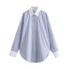 Kaslead Fashion Contrast Color Long Sleeves Stripes Shirt