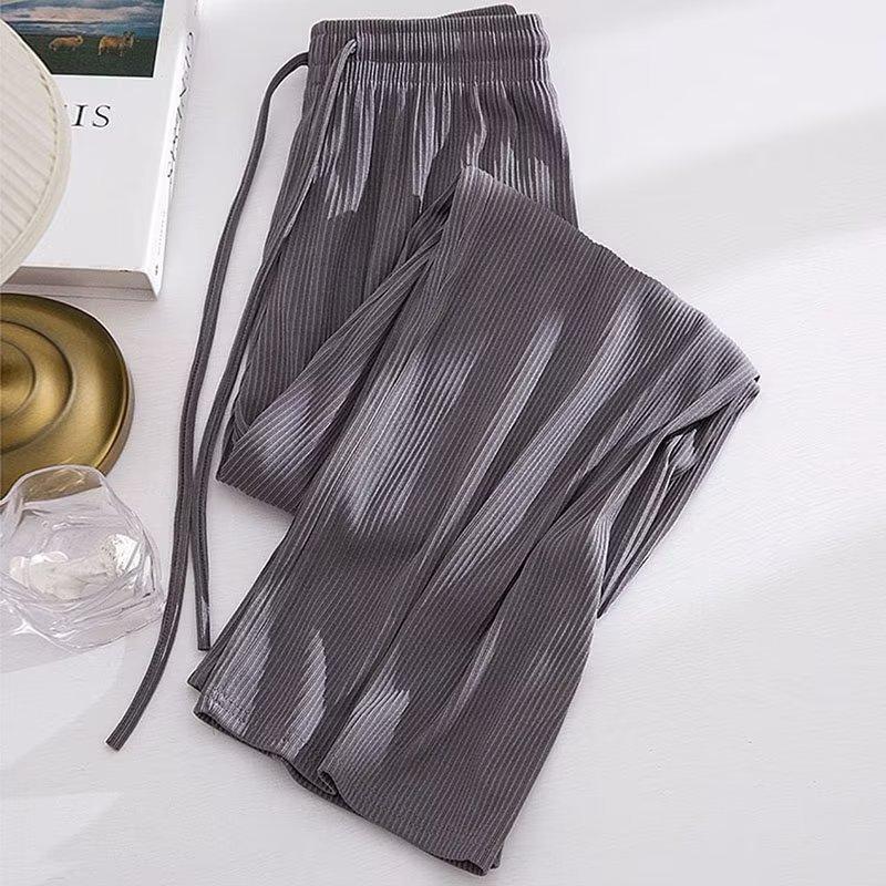 Girls Summer Solid Color Ice Silk Draped Wide Leg Pants for Middle and Large Children High Waisted Loose Soft Pants