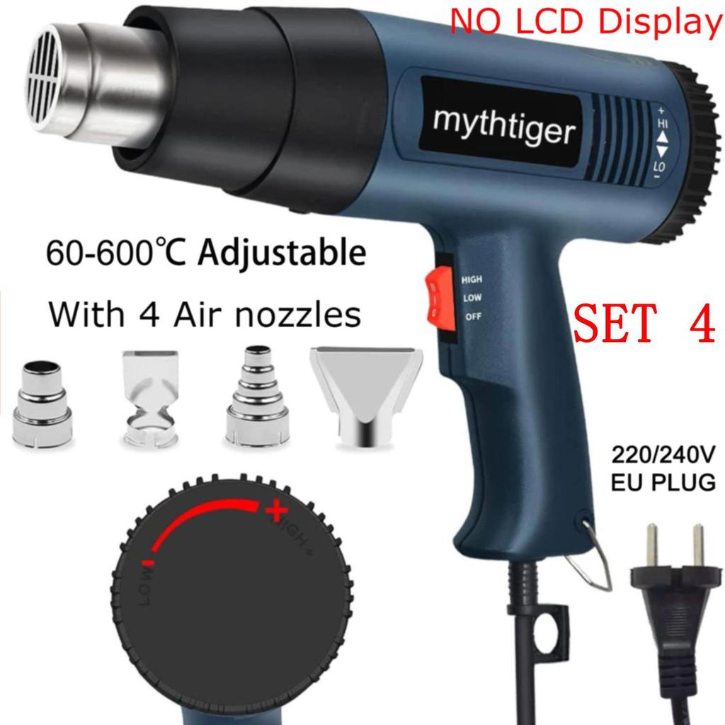 220 В, вилка европейского стандарта, высококачественная портативная тепловая пушка, нагревательный пистолет с переменной температурой, комплект для быстрого нагрева для термоусадочной пленки, нагревательный фен