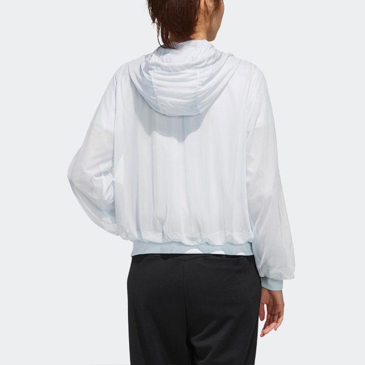 Adidas Windbreaker Hoodie Casual Sports Jacket Women Jacket Light-Blue FK3521