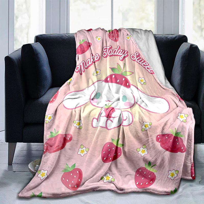 1pc Cute Strawberry Cinnamoroll Cartoon Blanket, Seasonal Home Decor Gift, Living Room, Travel, Camping, Car Blankets, Beach, Office Naps, Perfect for