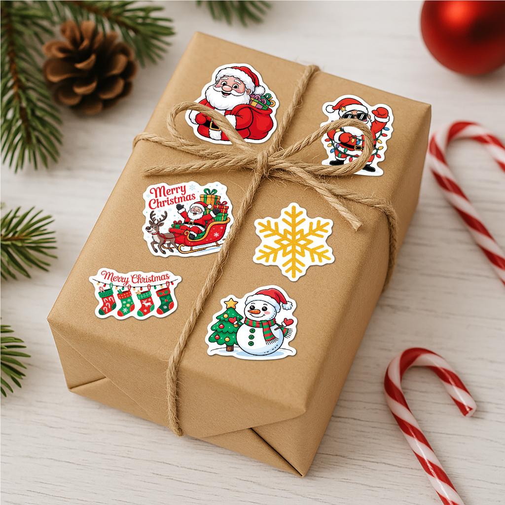 New Christmas Stickers 50 100 Holiday Gift Decoration Vinyl Vinyl Christmas Stickers
