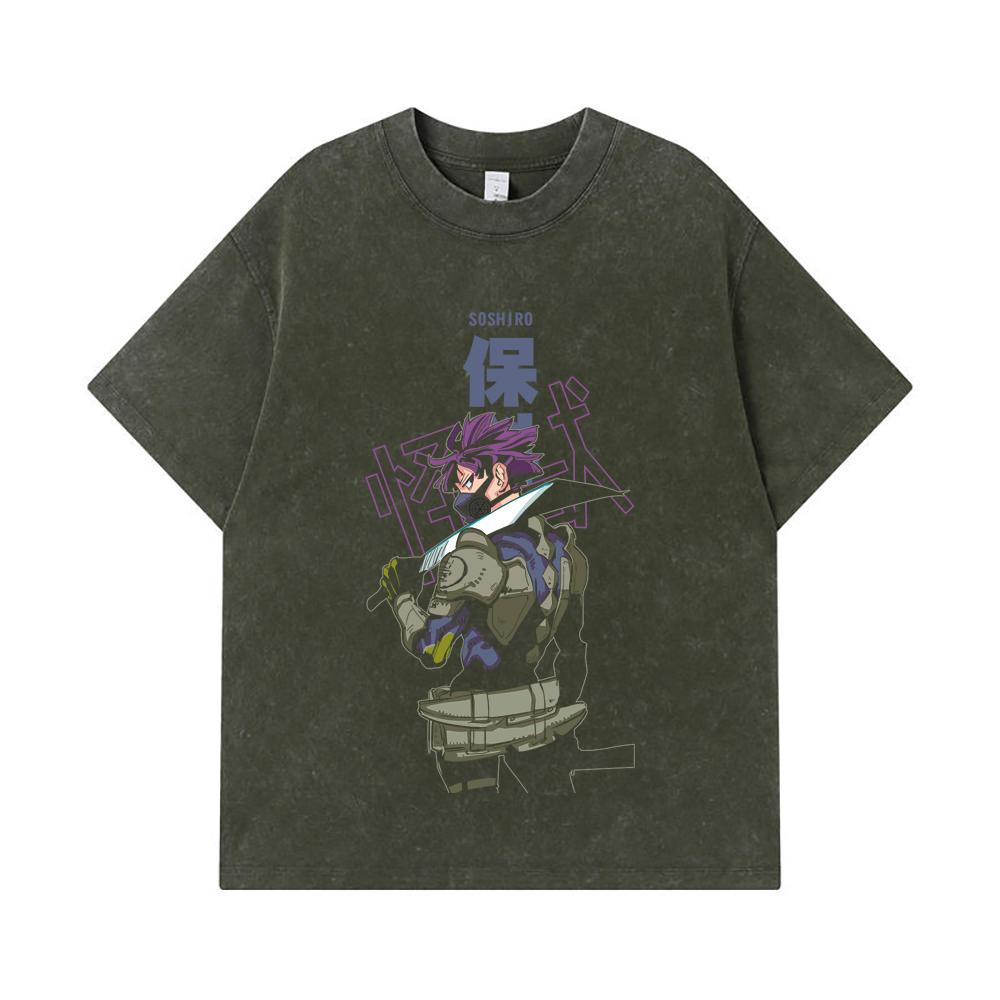 275 GSM Washed T-shirts 100% Cotton Kaiju No 8 V12 Soshiro Print Unisex Heavy Cotton T Shirt