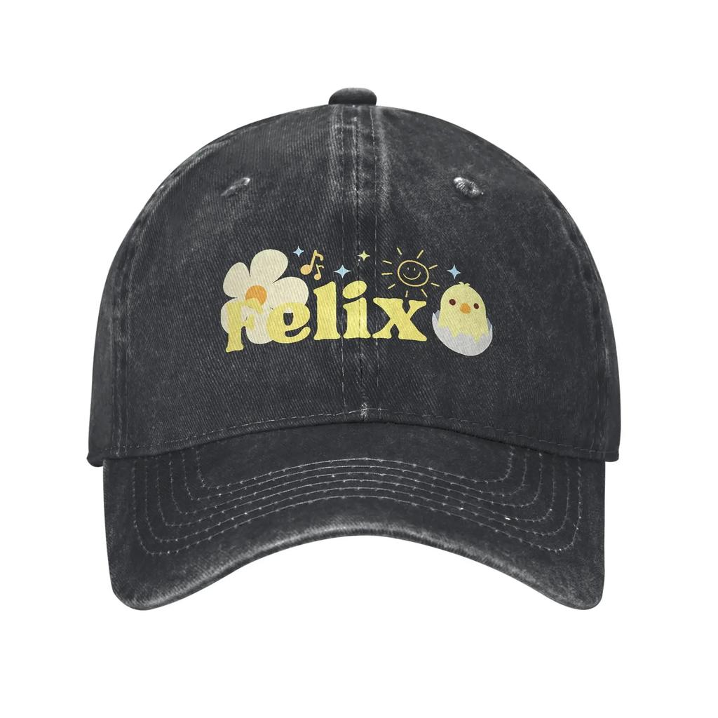 Kid Sun Baseball Cap Stylish Women Unisex Felix Bangchan Washed Hip Hop Hats Adjustable Print Kpop Logo Strays Rock Baseball Caps