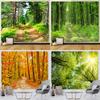Green Forest Natural Landscape Printing Pattern Tapestry Home Living Room Bedroom Wall Decor Background Cloth Tapestry