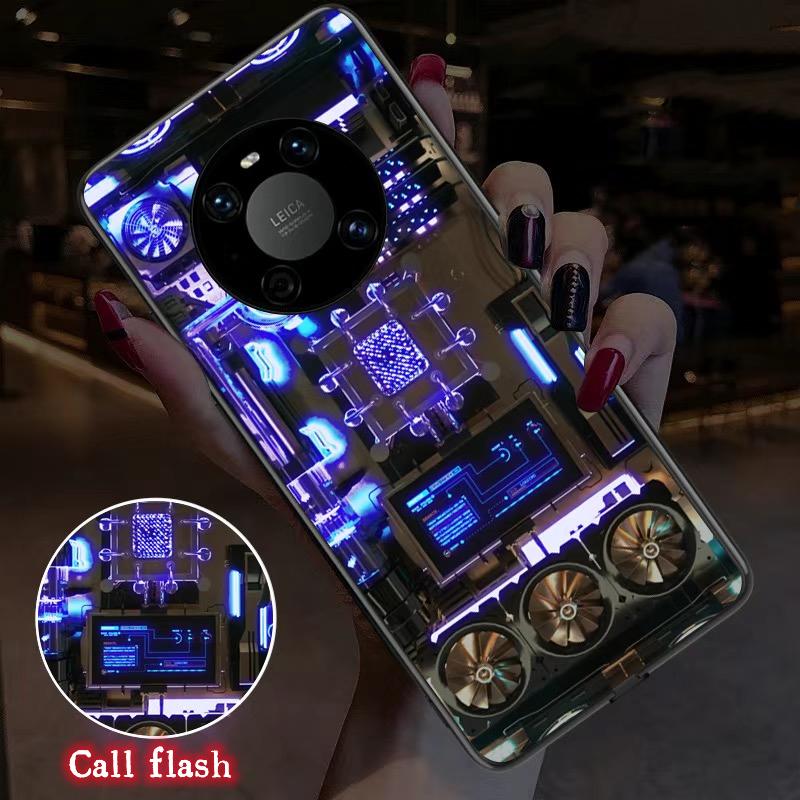 Ударопрочный светящийся светодиодный чехол для телефона Huawei Mate 30 20 Pro P30 P20 P40 lite Y7, светодиодная крышка для Honor 20 Pro 10i 10 lite 8X 9X