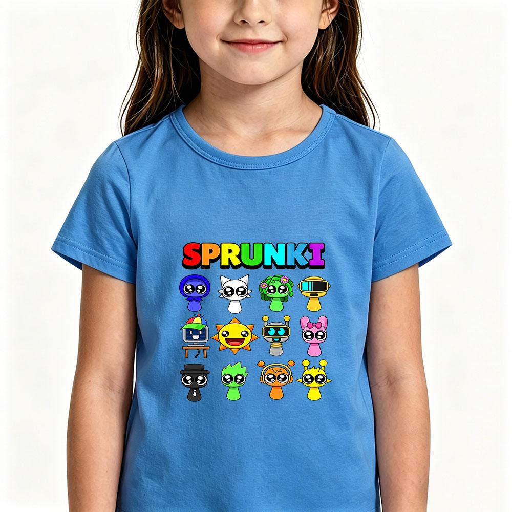 Детская футболка Sprunki 100% Хлопок Милые Девочки Мальчики Дети Топы Мультяшный Принт Футболки Повседневные С Круглым Вырезом С Коротким Рукавом Летняя Одежда