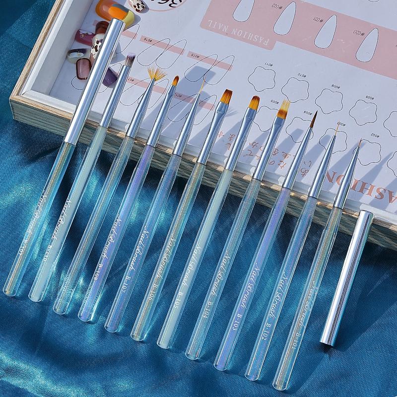 Aurora DIY Manicure Tool Bag Transparent Nail Design Art Pen Oval UV Gel Extension Drawing Carving Resin Handle Hair Shape Liner